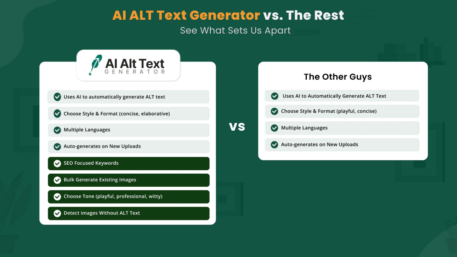 Al Alt Text Generator vs the rest